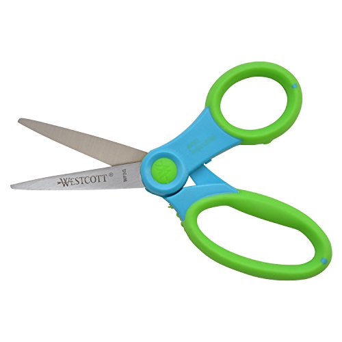 Book Cover Westcott Soft Handle Kids Scissors with Anti-microbial Protection, Assorted Colors, 5-Inch Pointed, Pack of 1 (14874)