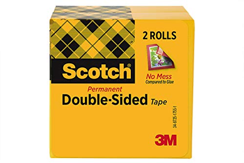 Book Cover Scotch Double Sided Tape, 1/2 x 900 Inches, Boxed, 2 Rolls (665-2PK)