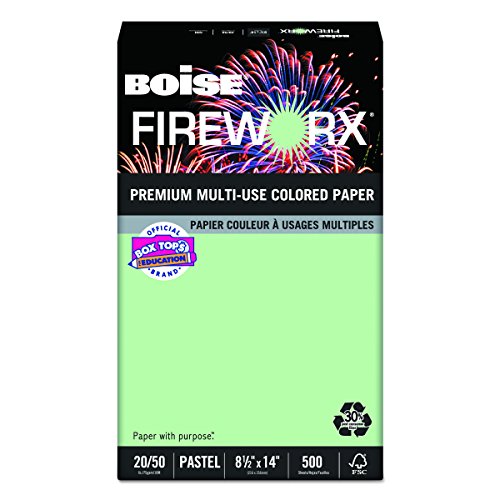 Book Cover Boise MP2204-GN FIREWORX Colored Paper, 20-Pound, 8-1/2 x 14, Popper-mint Green, 500 Sheets/Ream