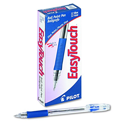 Book Cover PILOT EasyTouch Ballpoint Stick Pens, Fine Point, Blue Ink, 12-Pack (32002)
