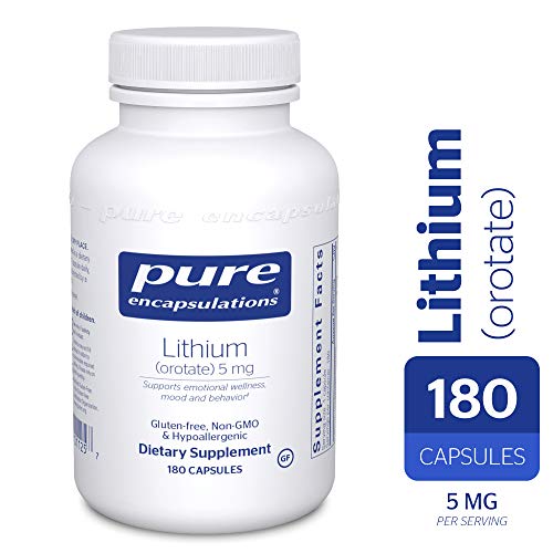 Book Cover Pure Encapsulations - Lithium (Orotate) 5mg - Hypoallergenic Supplement Supports Healthy Mood, Emotional Wellness, Behavior and Memory* - 180 Capsules