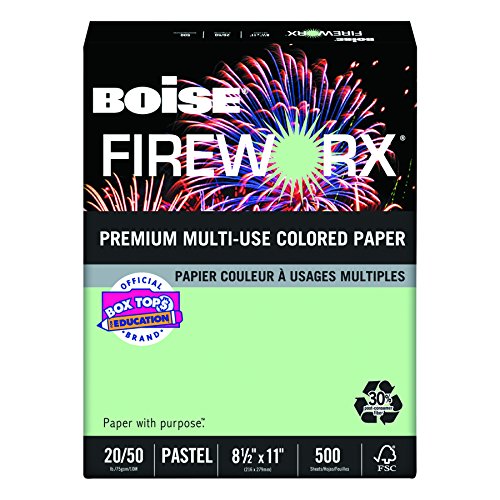 Book Cover Boise Fireworx Color Copy/Laser Paper, 20 lb, Letter Size (8.5 x 11), Popper-Mint Green, 500 Sheets (MP2201-GN)