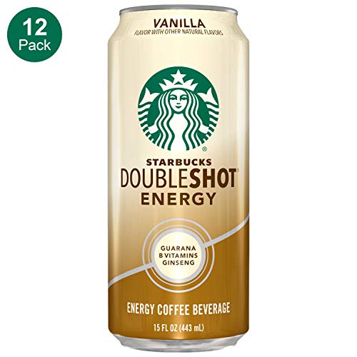 Book Cover Starbucks, Doubleshot Energy Coffee, Vanilla, 15 Fl Oz (Pack of 12)