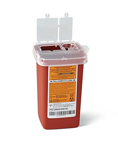 Book Cover Medline Sharps Container Biohazard Needle Disposal Container - 1 Quart (32 ounce)