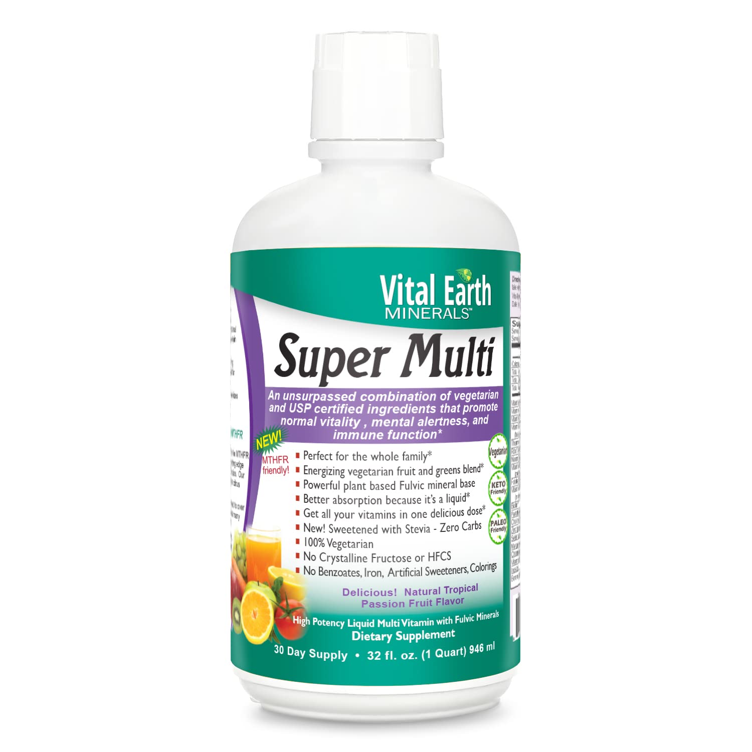 Book Cover Vital Earth Minerals Super Multi - Liquid Multivitamins for Women, Men, and Kids, Liquid Vitamins & Minerals with Fulvic Acid for Max Absorption, MTHFR Support, 32 Oz