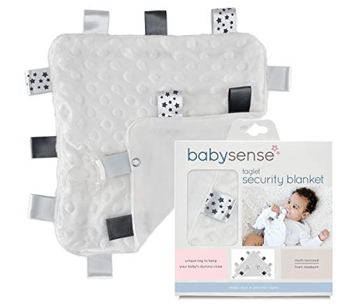 Book Cover Baby Sense Taglet Security Blanket with Pacifier Tag (Grey)
