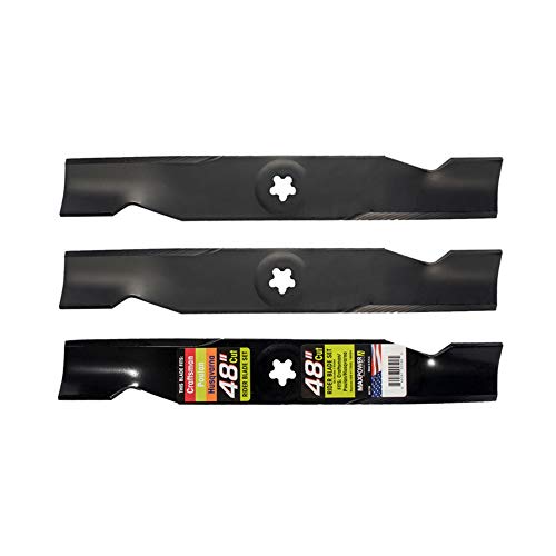 Book Cover Maxpower 561735B 3 Blade Set for Many 48 in. Cut Craftsman, Husqvarna, Poulan Mowers Replaces OEM #'s 173920, 180054, PP24005, Black