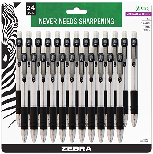 Book Cover Zebra's Z-Grip Mechanical Pencil, 0.7mm, Black, 24 Pack(15241) by Zebra Pen