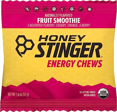 Book Cover Honey Stinger Organic Energy Chews, Fruit Smoothie, Sports Nutrition, 1.8 Ounce (Pack of 12)