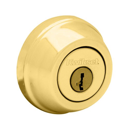 Book Cover Kwikset 780 Single Cylinder Deadbolt featuring SmartKey in Polished Brass