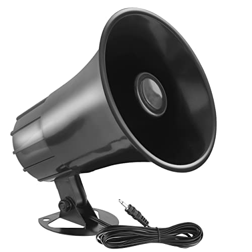 Book Cover Pyle All-Weather Mono Trumpet Horn Speaker - 5” Portable PA Speaker with 8 Ohms Impedance & 25 Watts Peak Power - 180 Degree Swiveling Adjustable Bracket for Easy Maneuverability - Pyle PSP8