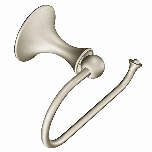 Book Cover Moen DN7708BN Lounge Collection Single Post European Toilet Paper Holder with Hardware, Spot Resist Brushed Nickel