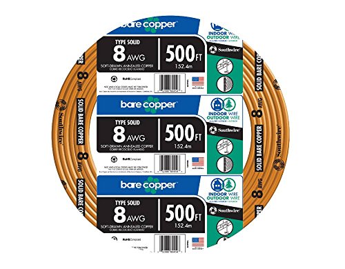 Book Cover Woods 10632802 500 ft. 8 Solid Bare Copper Wire, 8 Guage
