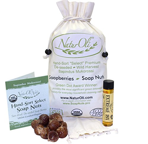 Book Cover NaturOli Soap Nuts/Soap Berries. 1-Lb USDA Organic (240 Loads) + 18X Bonus! (12 Loads) Select Seedless. Wash Bag, Tote Bag, 8-pg info. Organic Laundry Soap/Natural Cleaner. Processed in USA!