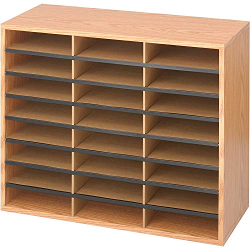 Book Cover Safco Products Wood Corrugated Literature Organizer 24 Compartment 9402MO Medium Oak Economical Organization for Home,Office and Classrooms Letter-Size Compartments 23.5