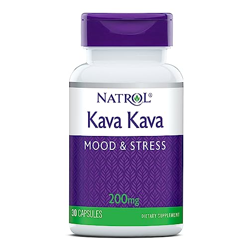 Book Cover Natrol Kava Kava Capsules, Mood & Stress Relief, Promotes Relaxation & Tension Relief, Dietary Supplement, Drug Free, 200mg, 30 Capsules