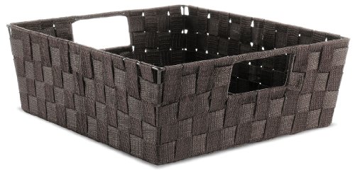 Book Cover Whitmor Espresso Woven Strap Shelf Storage Tote Basket