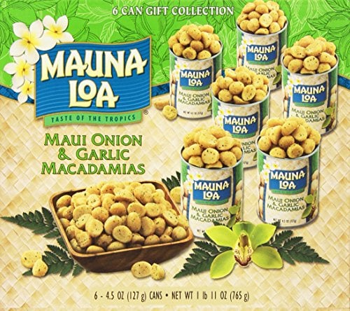 Book Cover Maui Onion & Garlic Premium Roasted Macadamias, Island Classics 6-Tin Gift Pack by Mauna Loa Macadamia Nut Corp.