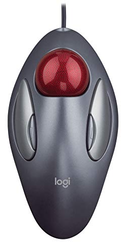Book Cover Logitech Trackman Marble Trackball Mouse - Wired USB Ergonomic Mouse for Computers, with 4 Programmable Buttons, Dark Gray