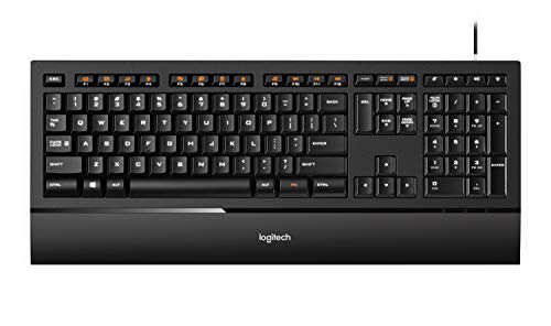 Book Cover Logitech Illuminated Ultrathin Keyboard K740 with Laser-Etched Backlit Keyboard and Soft-Touch Palm Rest - Black