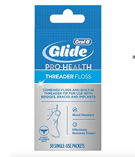 Book Cover Glide Threader Floss, 30-Count Boxes Of Single-Use Packets (Pack Of 4)