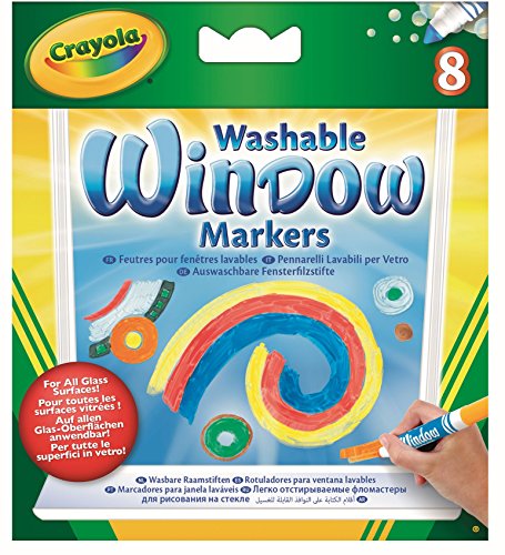 Book Cover Crayola; Washable Window Markers; Art Tools; 8 Different Colors; Bright, Bold Colors; Works on All Glass Surfaces