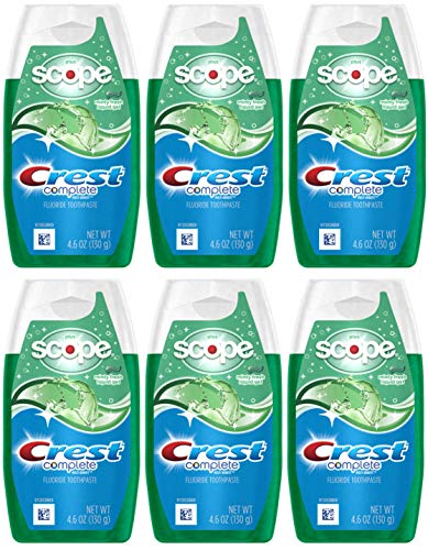 Book Cover Crest Complete Whitening Plus Scope Multi-Benefit Fluoride Liquid Gel Toothpaste, Minty Fresh, 4.6 Ounce (Pack of 6)