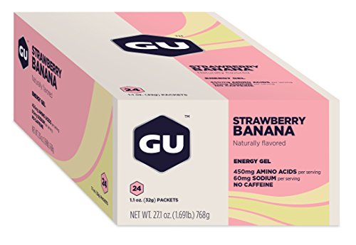 Book Cover GU Energy Original Sports Nutrition Energy Gel, 24-Count, Strawberry Banana