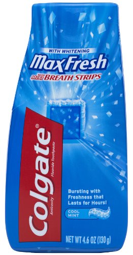 Book Cover Colgate Max Fresh Liquid Toothpaste with Breath Strips, Cool Mint, 4.6-Ounce (6 Pack)