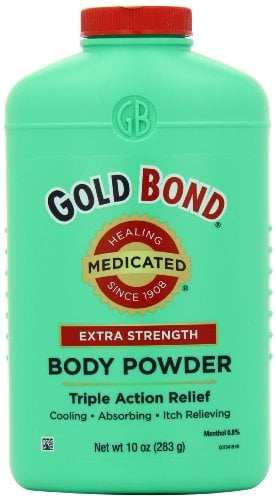 Book Cover Gold Bond Medicated Extra Strength Powder, 10 Ounce Containers (Pack of 3), Helps Soothe and Relieve Skin Irritations and Itching, Cools, Absorbs Moisture, Deodorizes, Stronger than Gold Bond Original