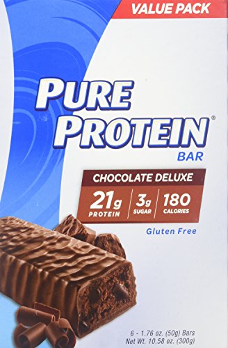 Book Cover Pure Protein Bars, High Protein, Nutritious Snacks to Support Energy, Low Sugar, Gluten Free, Chocolate Deluxe, 1.76oz, 6 Pack, 2 Pack