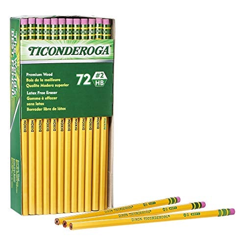 Book Cover TICONDEROGA Graphite Pencils, Wood-Cased #2 HB Soft, With Eraser, Yellow, 72-Pack (33904)