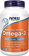 Book Cover NOW Supplements, Omega-3 180 EPA / 120 DHA, Molecularly Distilled, Cardiovascular Support*, 200 Softgels