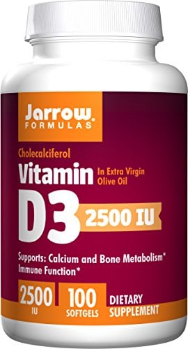 Book Cover Jarrow Formulas Vitamin D3, Supports Calcium and Bone Metabolism, Immune Function, 2500IU, 100 Softgels (Pack of 2)