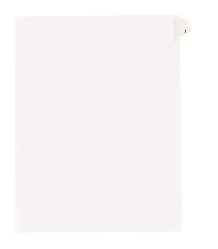 Book Cover Allstate-Style Legal Side Tab Divider, Title: A, Letter, White, 25/Pack