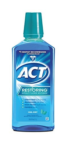 Book Cover ACT Restoring Mouthwash, Cool Splash Mint, 33.8 Ounce Bottles (Pack of 3), Anticavity Fluoride Mouthwash Helps Support Tooth Enamel and Oral Health to Help Prevent Tooth Decay and Cavities