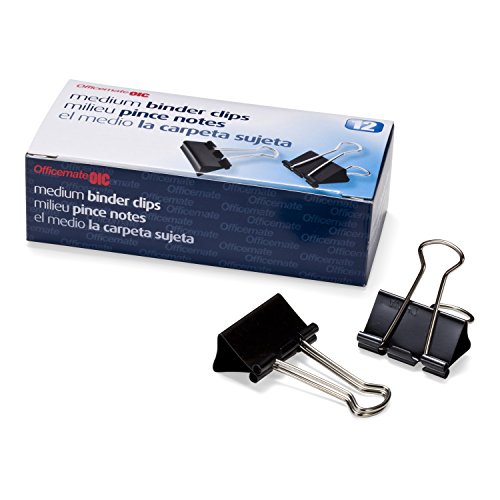 Book Cover Officemate Medium Binder Clips, Black, 12 Boxes of 1 Dozen Each (144 Total) (99050)