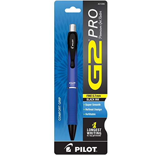 Book Cover PILOT G2 Pro Refillable & Retractable Rolling Ball Gel Pen, Fine Point, Blue Barrel, Black Ink, Single Pen (31096) (Barrel Design May Vary)