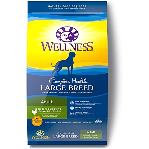 Book Cover Wellness Complete Health Natural Dry Large Breed Dog Food, Chicken & Rice, 15-Pound Bag