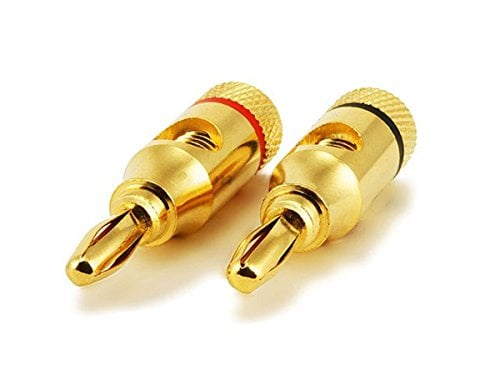 Book Cover Monoprice 24k Gold Plated Speaker Banana Plugs, Open Screw Type (1 Pair)