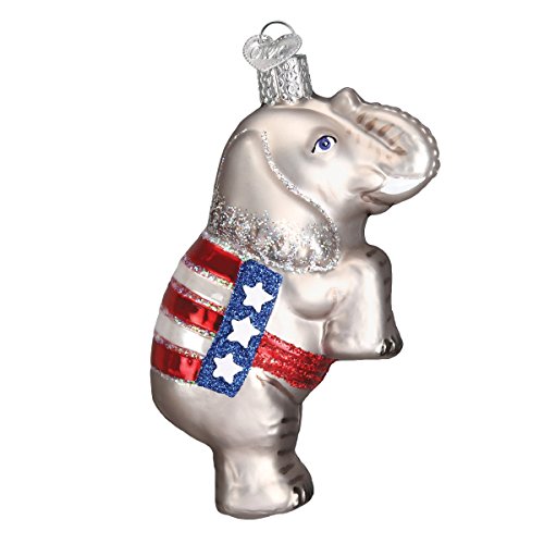 Book Cover Old World Christmas Republican Elephant Glass Blown Ornaments for Christmas Tree