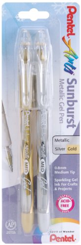 Book Cover Pentel Sunburst Metallic Gel Pens .8mm 2/Pkg-Gold & Silver