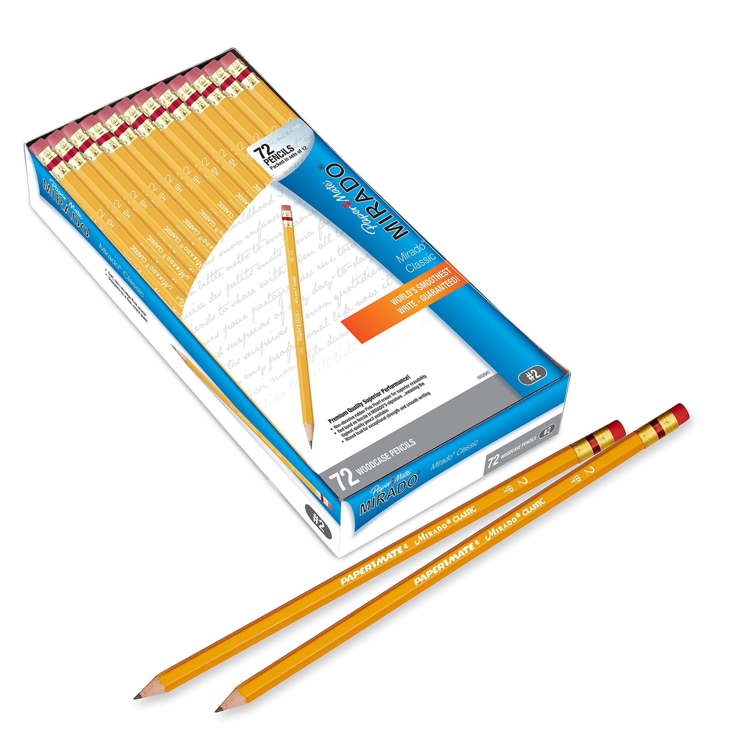Book Cover Paper Mate Mirado Pencil, Classic Pencil № 2, 6-Carded, HB (5860) #2 Lead 72 Count (Pack of 1)