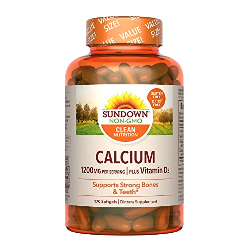 Book Cover Sundown Calcium 1200 mg Plus Vitamin D3, Supports Bone, Teeth, and Immune Health, 170 Softgels