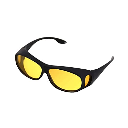 Book Cover Lxnoap Night Vision Driving Wraparounds Wrap Around Prescription Glasses Anti Glare Sunglasses for Men and Women (Yellow Lens)