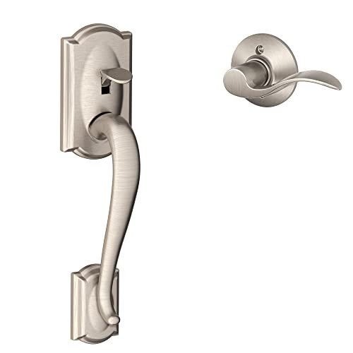 Book Cover Schlage FE285 CAM 619 ACC LH Camelot Front Entry Handleset with Left-Handed Accent Lever Lower Half Grip, Standard Interior Trim, Satin Nickel