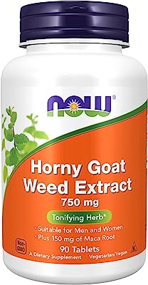 Book Cover NOW Supplements, Horny Goat Weed Extract 750 mg Plus 150 mg of Maca Root, Tonifying Herb*, 90 Tablets
