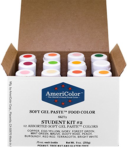 Book Cover Food Coloring AmeriColor Student - Kit 2 12 .75 Ounce Bottles Soft Gel Paste Colors