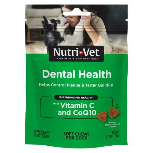 Book Cover Nutri-Vet Dental Health Soft Chews for Dogs | Helps Control Plaque and Tartar Buildup | Natural Hickory Smoke Flavor | 70 Count