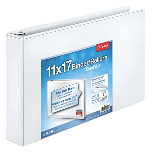 Book Cover Cardinal 11-Inch x 17-Inch ClearVue Slant-D Ring Binder, 2-Inch, White (22132)